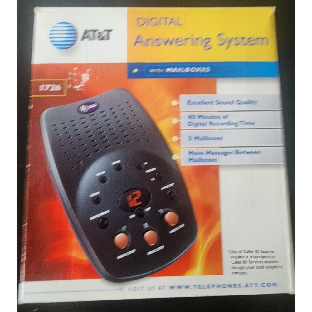 AT&T 1726 Digital Answering System Machine 3 Mailboxes & Call Screening